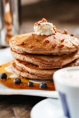 Fresh pancakes with berries brunch