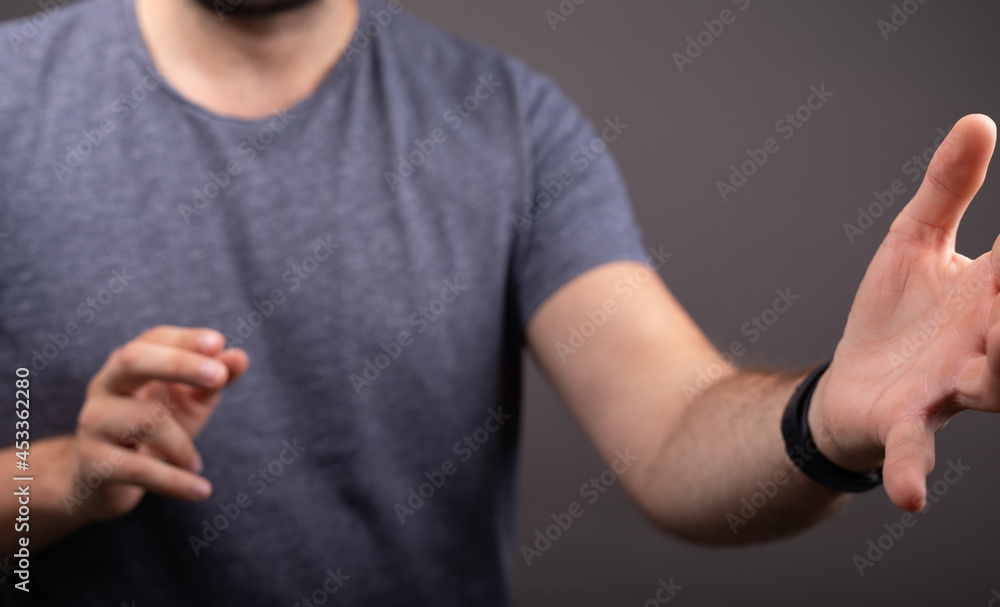 Poster open hand presentation empty  with body