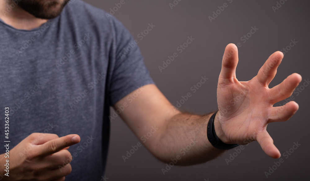 Aufkleber open hand presentation empty with body