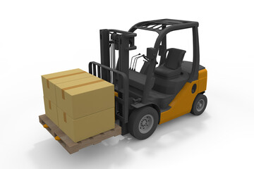 Forklift and luggage. Carry heavy luggage. Use in the warehouse.