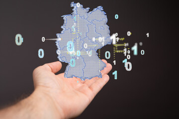 3D map of Germany. Map of Germany land border