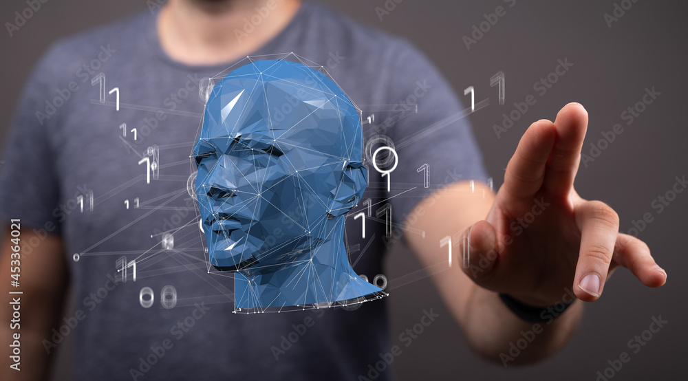 Poster artificial intelligence concept. creative brain concept