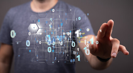 Big data and artificial intelligence concept. Machine learning and cyber mind domination