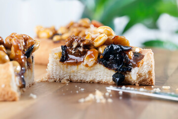 tartlets made of dough nuts and dried fruits