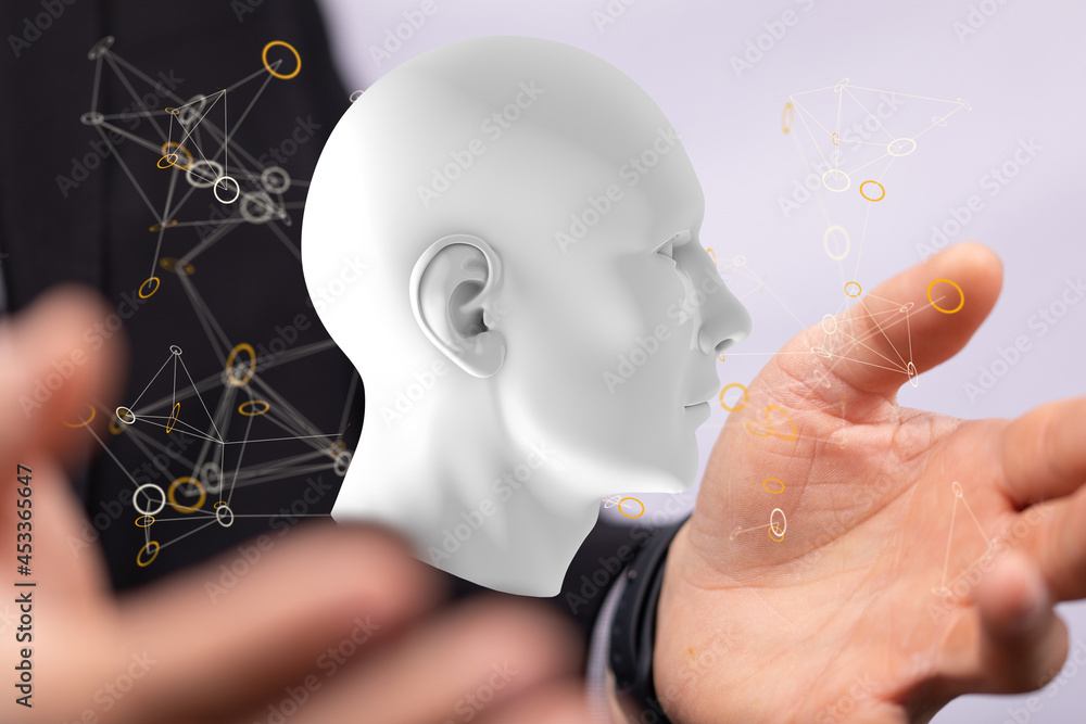 Poster artificial intelligence concept. creative brain concept