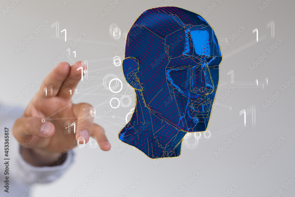 Poster artificial intelligence concept. creative brain concept