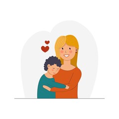 Mother and son vector flat illustration. Family.