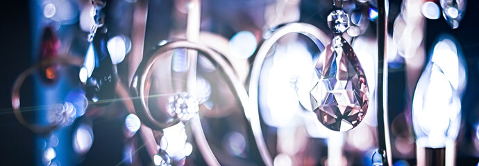 Crystal glass chandelier as home decor, interior design and luxury furniture detail, holiday...