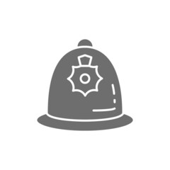 British police helmet, police cap grey icon.