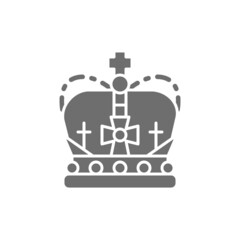 Crown, monarchy, royal power grey icon. Isolated on white background