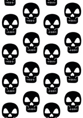 Vector seamless pattern of hand drawn doodle sketch black skull isolated on white background