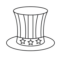Vector flat outline American flag hat isolated on white background
