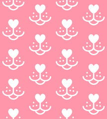 Vector seamless pattern of flat dog nose mouth isolated on pink background