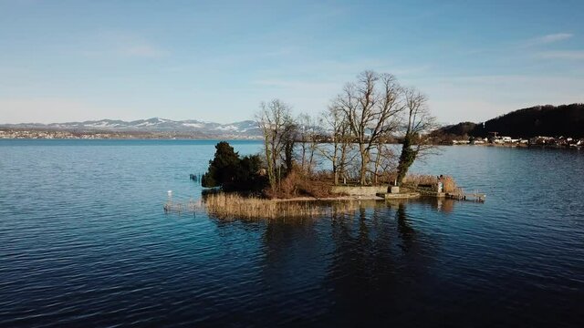 Schönste und kleinste Insel im Zürichsees, Schönenwirt, Drohne, Around und Over
