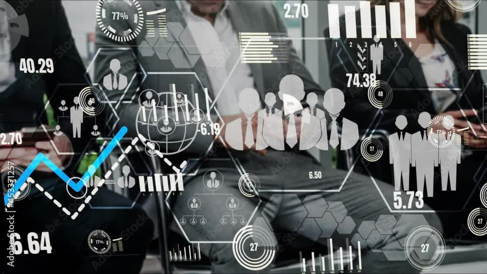 Poster human resources recruitment and people networking conceptual . modern graphic interface showing prof