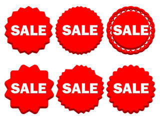 Set of red sale buttons