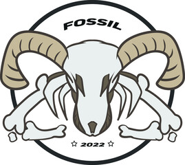 Amazing fossilized goat skull logo, editable vector file for your brand or any kind of your graphic needs.