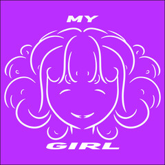 beautiful flat minimalist girl face line art logo design