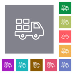 Transport outline square flat icons