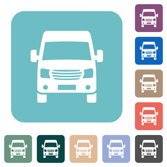 Van front view rounded square flat icons