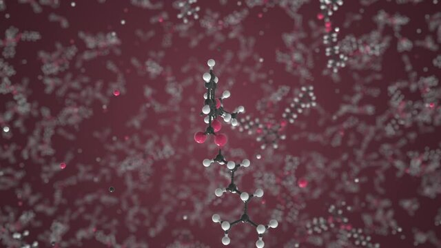 Diisoheptyl phthalate molecule, scientific molecular model, looping 3d animation