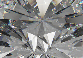 Beautiful 3D Rendered Shiny Diamond in Brilliant Cut on White Background, Crystal Background