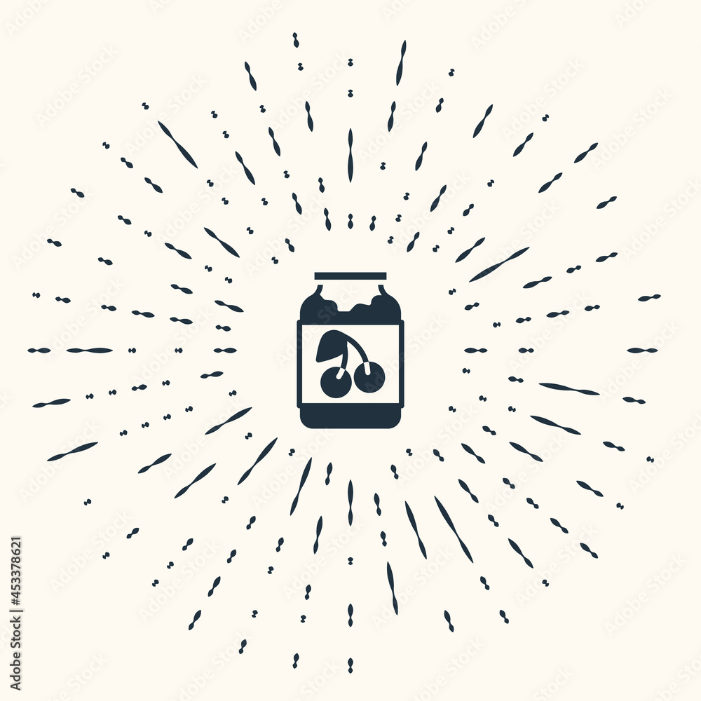 Aufkleber grey jam jar icon isolated on beige background. abstract circle random dots. vector