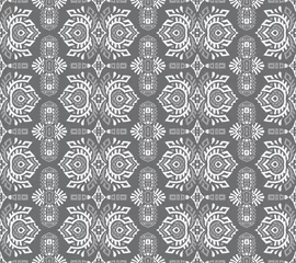 Foto op Canvas Abstract Ethnic Vector Seamless Pattern. Trendy boho tile. African textile design. Scandinavian ornament. Perfect for wallpaper, cloth, wrapping paper and other endless fill. © Lissabet