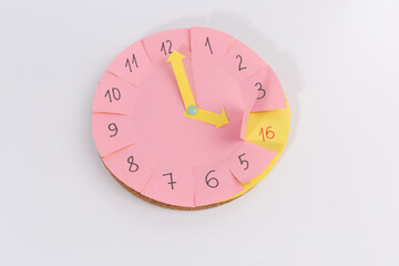 preschool hour teaching activity, handmade clock toy