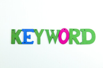 letters of the alphabet are colored with the word Keyword