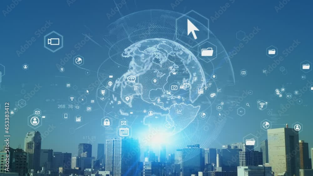 Aufkleber global communication network concept. digital transformation. dx.