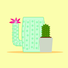 cactus pot vector illustration card