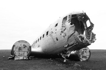 Solheimasandur plane wreck view. South Iceland landmark