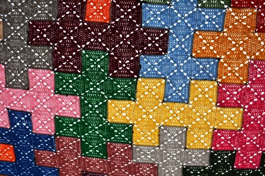 Detalle de jarapas de lana hechas a mano, puestas como toldos en la Alpujarra de Granada