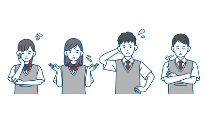 勉強をする 学生 男女 生徒 横向き イラスト素材 Boy Wall Mural B Senryu