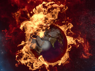 The infernal gorenje of the planet Earth, the Day of Judgment. 3d rendering.