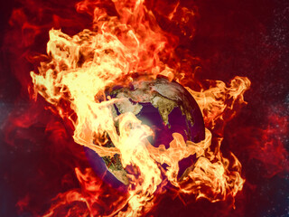 Fototapeta na wymiar The infernal gorenje of the planet Earth, the Day of Judgment. 3d rendering.