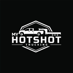 Hotshot trucking delivering beach palm logo design vector illustration