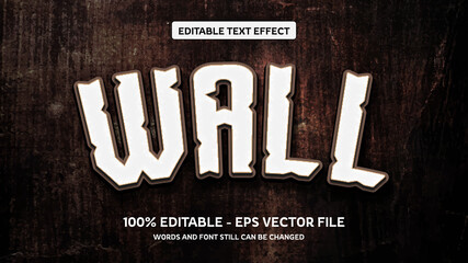 Wall texture editable text effect. Eps Vector