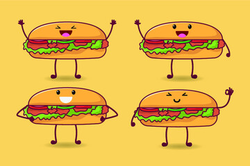 Set of cute sandwich expression illustration