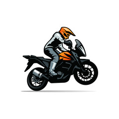 adventure motor biker isolated vector