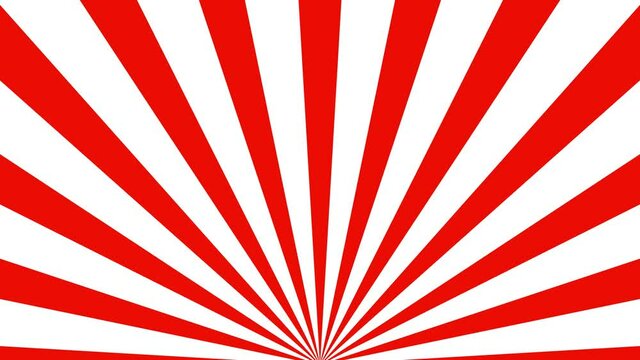 【等幅】回転するフラットな放射状の線ビデオ背景【赤/中心下寄せ】