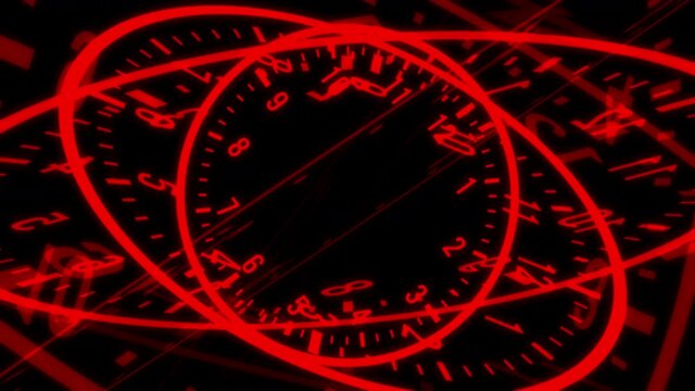 Time Travel Spinning Clock Red XL VJ Loop Animation Background 