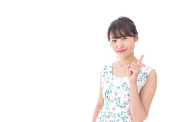 Young woman pointing