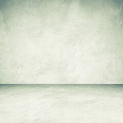 Empty green concrete room and floor background, Perspective green gradient concrete room for interior background, backdrop,  Green grunge cement room with space for product display mockup, template
