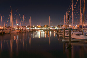 Whangarei Basin marina at night