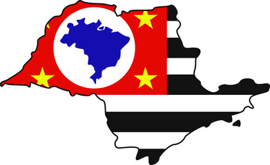 Flag map of the brazilian state of S&atilde;o Paulo