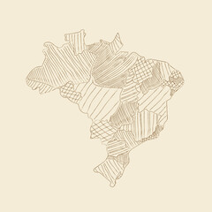 Sketch style map of Brazil with states