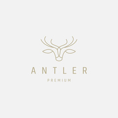 Deer head line logo template. 