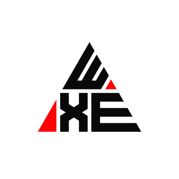 WXE triangle letter logo design with triangle shape. WXE triangle logo design monogram. WXE triangle vector logo template with red color. WXE triangular logo Simple, Elegant, and Luxurious Logo. WXE 